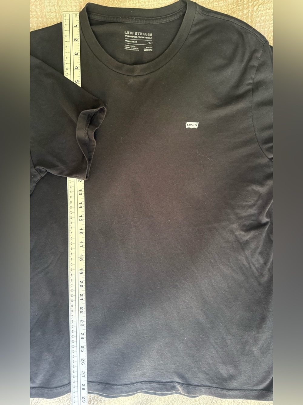 Levi’s Engineered for Movement Coolmax Black Tee Shirt Large - Picture 3 of 9